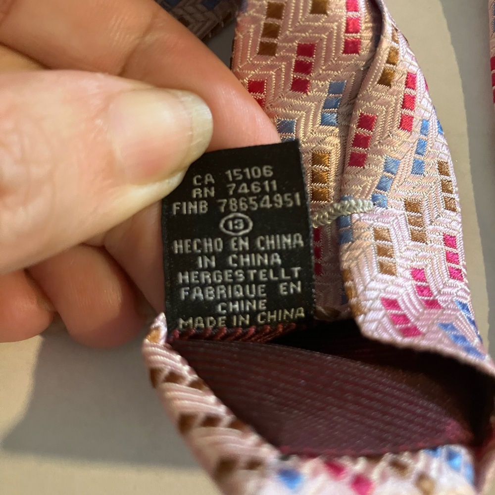 Patterned Pink Multi-Color Silk Tie - Picture 6 of 8